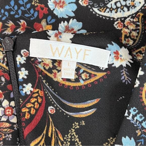 Wayf Floral Paisley Malone Boho Balloon Sleeve Mini Shift Dress Size L - Picture 16 of 16